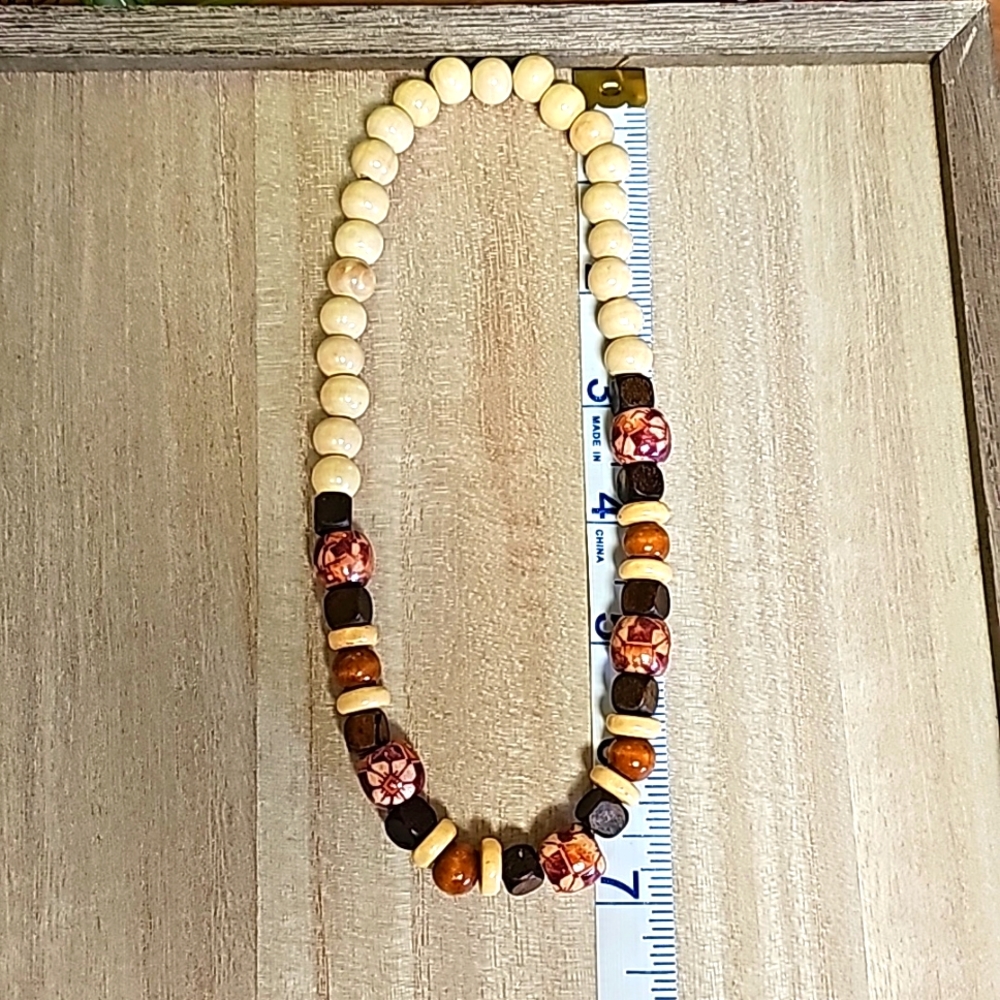 Handmade Stretch Choker with Wood Beads